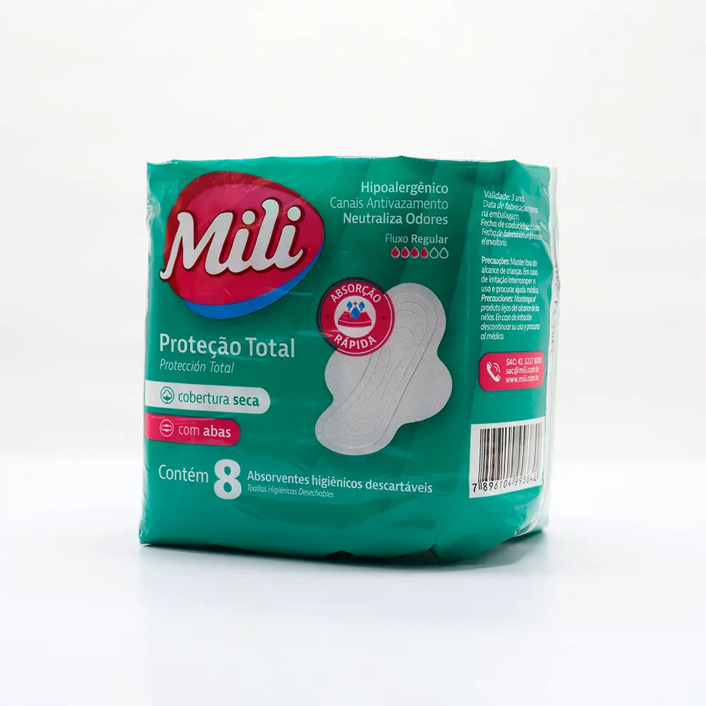 TOALLAS SANITARIAS MILI C/ALAS 8PZA